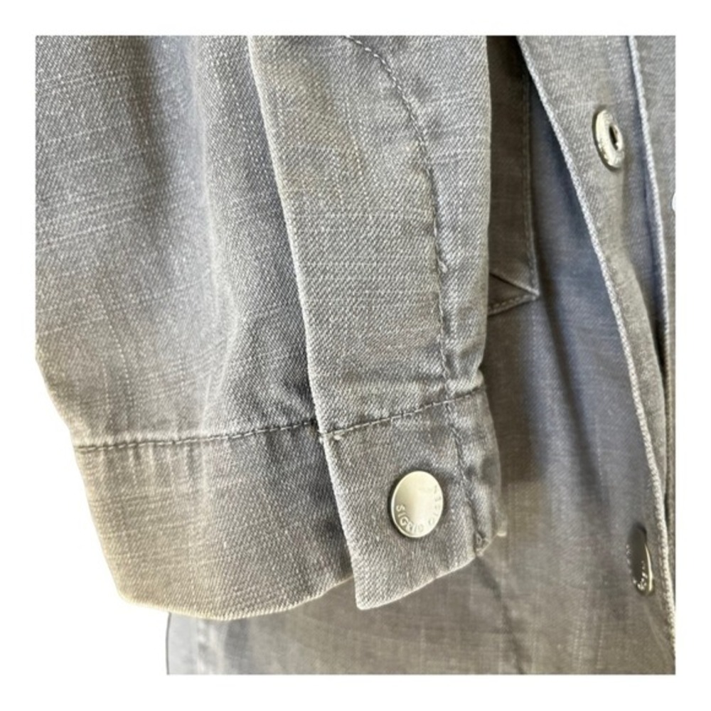 Vtg 90s Sigrid Olsen Chore Jacket Womens 4 Gray Front Snap Neutral Field Barn - Picture 6 of 11